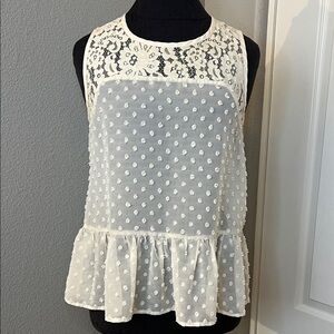 Monteau Y2K Lace Polka Dot Sleeveless Blouse Size Medium